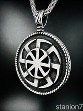Slawischer Sonnenrad Anhänger Edelstahl Kette Windmühle Wikinger Glück Biker 309