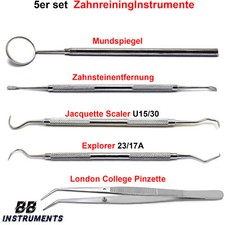 5er Dental Zahnreinigung Zahnpflege Zahnsteinentferner Zahnsonde Mundspiegel Neu