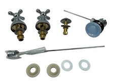 Badarmatur Waschtischarmatur Kreuzgriffe Betätigungsgriffe inkl. Abfluss Chrom