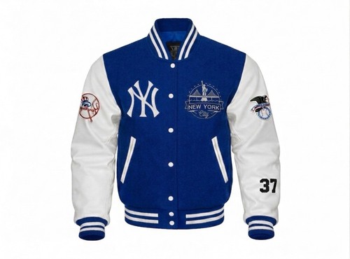 Blue varsity jacket - jacket, bomber