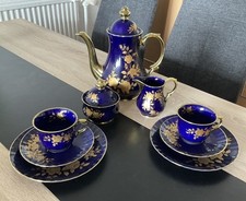 Kaffeeservice Wunsiedel Bavaria Kobalt Echtgold für 2 Personen 2 Kannen Top!
