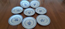 Service Reiskorn Porzellan, Reisauge, China, Unter Teller , weiß blau , 8 Stück