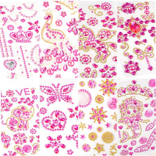 Selbstklebende Glitzersteine 8 Bögen bunte Acryl Sticker für Mädchen DIY