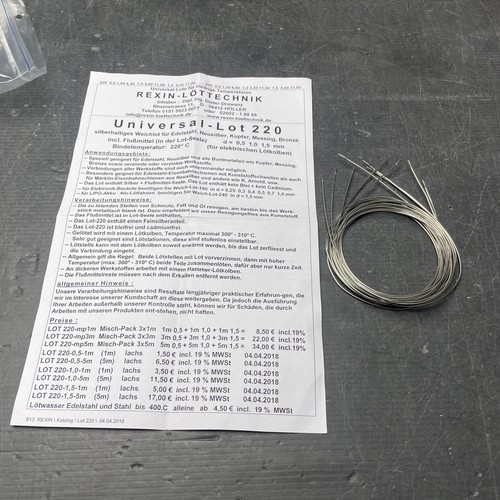 1mm rexin silberlot - 5x, 1m