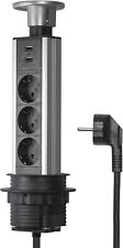 Versenkbar Tischsteckdose Steckdosenleiste  Steckdose 3-Fach USB-Anschlüsse 1,5m