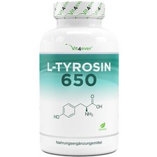 L-Tyrosin - 365 Kapseln - 1300mg Tagesportion - Vegan - Hochdosiert - Aminosäure