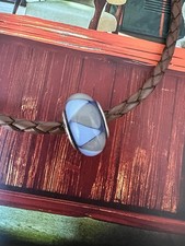 Original Pandora Murano Glas Charm 925er Silber Zick Zack Blau Grau