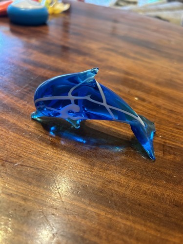 Murano glas delphin blau - delphin, blau/weis
