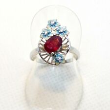 Blut Rubin CZ Emaille Ring BLÜTEN 925 Silber 585 Weißgold vergoldet 17,2 mm 54