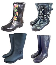 Damen Gummistiefel Regenstiefel Blumen Uni Wadenhoch Gr. 36