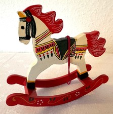 Schaukelpferd Holz Deko handbemalt 12,5 cm hoch auch als Anhänger Weihnachten