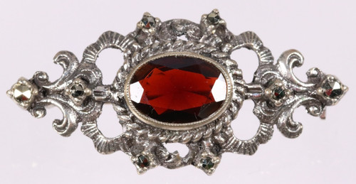 835 silber brosche granat - brosche,