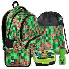 Schulrucksack Rucksack Schulranzen Set Pixel Cube Game St.Right Minecraft