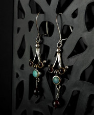 Ohrringe Silber 925 Opal Granat Ohrhänger - zauberhaft & verspielt