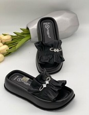 Damen Sandalen Keilabsatz Schlappen Pantoletten Sommerschuhe Sandaletten Slipper