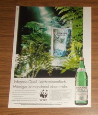 Seltene Werbung JOHANNIS QUELL Mineralwasser - Weniger ist manchmal mehr 1990