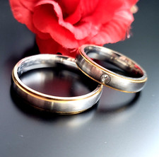 Titan Eheringe Topas Edelstein Echtschmuck Verlobung Goldrand Freundschaftsring