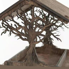 Neu Vogelhaus aus Holz, Futterhaus dunkelbraun, wetterfest, für Garten & Balkon