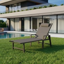 Sonnenliege Aluminium Gartenliege 200KG & Rollen wetterfest Relaxliege Anthrazit