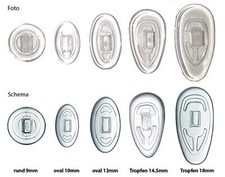 2 Paar (4 Stück) Nasenpads / Brillenpads aus Silikon Klicksystem, versch. Größen