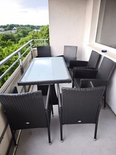 Poly Rattan Sitzgruppe 8 Personen Sitzgarnitur Akazienholz Essgruppe Terrasse