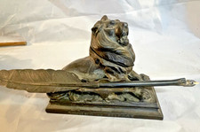 Antik Tintenfass Metal Löwen