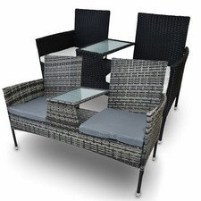 Sitzgruppe Zweisitzer Sitzbank Rattan für Garten Balkon Lounge Lacestone