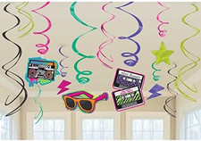 12 STK. Hänge Deko 80er Jahre Party Spirale 80`s Girlande Mottoparty Hängedeko G