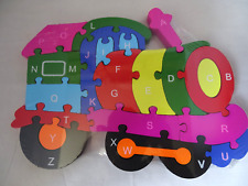 Holzpuzzle Eisenbahn  Zahlen und Buchstaben Puzzle Alphabet Schulanfang Schultüt