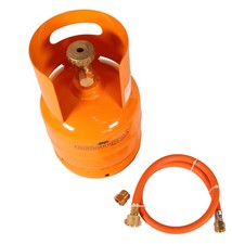 Befüllbare Gasflasche 1kg leer Propan Butan Flasche m. Kragen + Adapter Schlauch