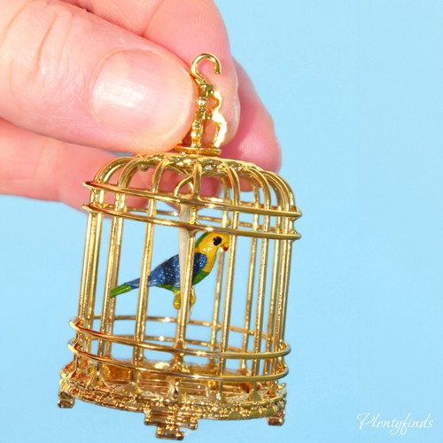 Goldener vogelkäfig mit vogel - mit,