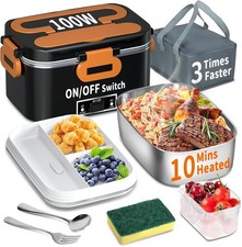 SOOOEC Elektrisch Beheizte Brotdose 100W - Einzelbehälter - 1,8L, Orange Schwarz 