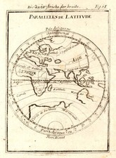 Weltkarte Alte Welt Breitengrade Original Kupferstich Landkarte Mallet 1719