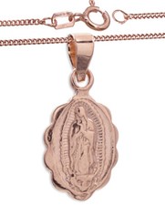 925 ECHT SILBER, Rose Gold *** Madonna Anhänger 13 mm vergoldet, Kette optional
