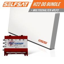 Selfsat H22DQ 4 TV Teilnehmer SAT Flachantenne FLAT + Multischalter 5/4 - 4K