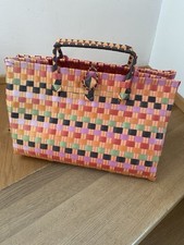 Flecht Korb Shopper Tasche Einkaufskorb Strandtasche Impressionen Bunt Groß