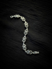 sehr kunstvolles,  925er Silber Vintage Art Deco Armband mit Markasiten, 18 cm