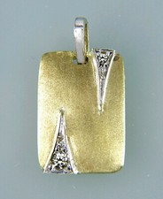 Anhänger, Kettenanhänger, Rechteck mit Diamanten in bicolor Gold 333/ooo
