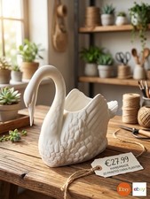 Luxus Schwan Vase Weiß Deko |