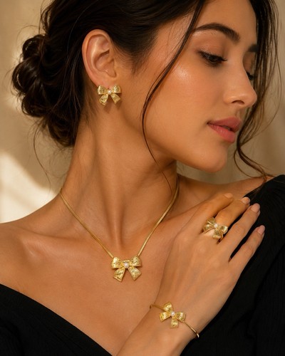 Gold schleife schmuck set - gold,