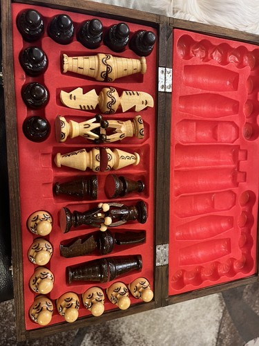 Vintage schachspiel holz - vintage,