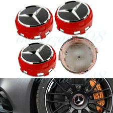 4x Für 75MM MERCEDES BENZ Auto Nabendeckel Center Abzeichen Felgendeckel Rot