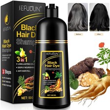 Natürliches Schwarzes Haarfärbeshampoo, Black Hair Dye Shampoo 3 in 1 Sofort Haa