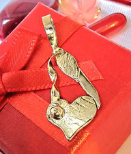 Verspielter Herz-Anhänger 585 Gold massiv mit Goldkugel  (#g198o.Kette)