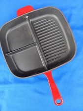 LAVA Gastroinox Grillpfanne aus emailliertem Gusseisen mit 3-fach-Unterteilung