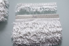 3m/4m Fransen Borte  - 3 cm breit weiß glänzend  Bänder Zierband zum aussuchen