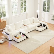U-förmiges Cord-Sofa mit 2