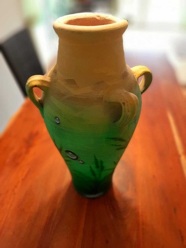 Terracotta krug vase - terracotta,