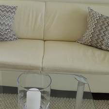 Beiges ledersofa einfarbig - beiges,