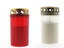 Grabkerzen Mix | 10x rot, 10x weiß | Gr.3 | mit Deckel | Grablicht | Friedhof